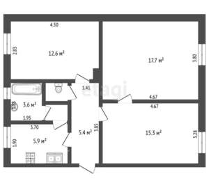 3-к квартира, вторичка, 62м2, 2/3 этаж