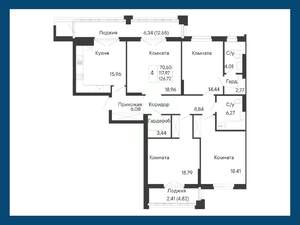 4-к квартира, вторичка, 127м2, 8/8 этаж