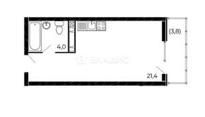 Студия квартира, вторичка, 28м2, 8/9 этаж