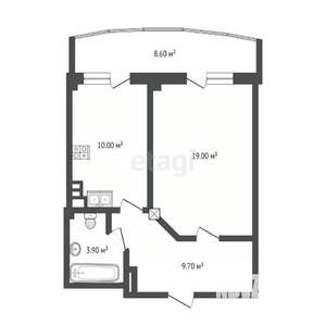 1-к квартира, сданный дом, 53м2, 9/15 этаж