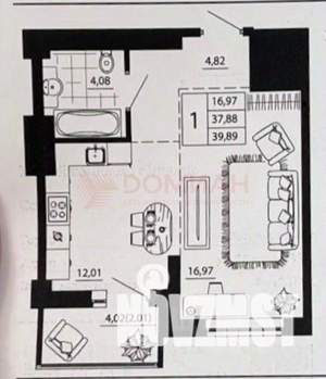 Студия квартира, вторичка, 42м2, 6/24 этаж