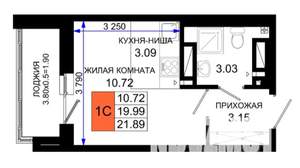 Студия квартира, вторичка, 22м2, 9/25 этаж