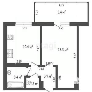 1-к квартира, вторичка, 35м2, 1/4 этаж