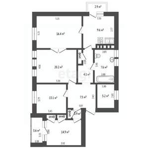 4-к квартира, вторичка, 102м2, 4/5 этаж