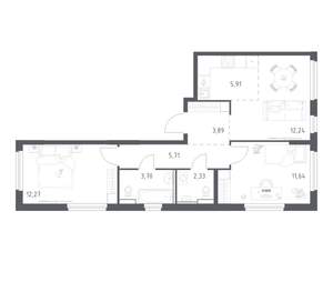 2-к квартира, вторичка, 58м2, 3/17 этаж