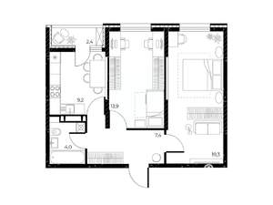 2-к квартира, вторичка, 55м2, 5/25 этаж