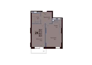 2-к квартира, вторичка, 48м2, 2/25 этаж