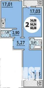 2-к квартира, вторичка, 70м2, 9/17 этаж