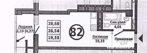 Студия квартира, вторичка, 31м2, 8/25 этаж