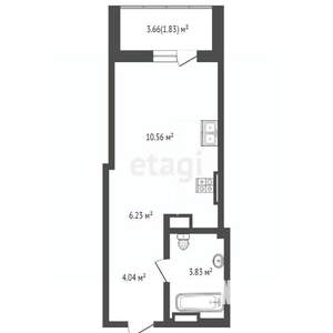 Студия квартира, вторичка, 42м2, 24/24 этаж