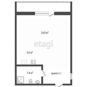Студия квартира, вторичка, 24м2, 5/9 этаж