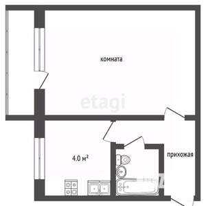 1-к квартира, вторичка, 21м2, 4/9 этаж