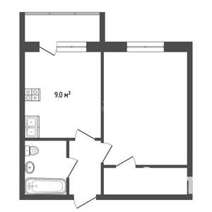 1-к квартира, вторичка, 35м2, 2/3 этаж