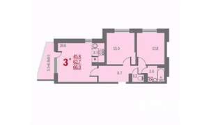 3-к квартира, вторичка, 65м2, 21/22 этаж