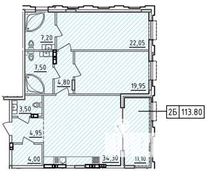 2-к квартира, вторичка, 114м2, 8/10 этаж