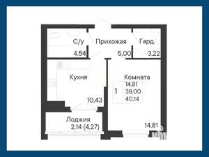 1-к квартира, вторичка, 40м2, 5/8 этаж