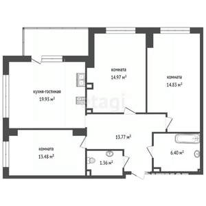 3-к квартира, вторичка, 86м2, 15/26 этаж