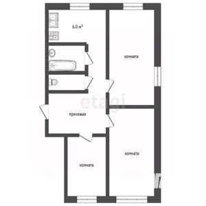 3-к квартира, вторичка, 61м2, 5/5 этаж