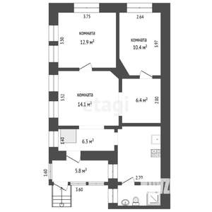 2-к квартира, вторичка, 76м2, 1/2 этаж