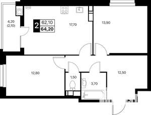 2-к квартира, вторичка, 64м2, 10/20 этаж
