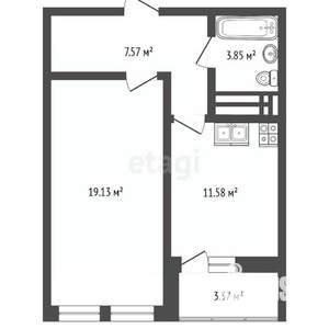 1-к квартира, вторичка, 46м2, 15/21 этаж