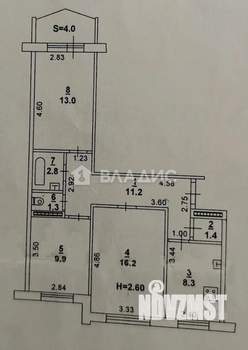 3-к квартира, вторичка, 66м2, 2/9 этаж