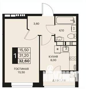1-к квартира, вторичка, 33м2, 9/12 этаж
