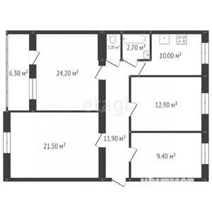 4-к квартира, вторичка, 90м2, 6/9 этаж