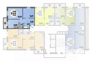 2-к квартира, вторичка, 58м2, 13/21 этаж