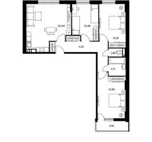 3-к квартира, вторичка, 74м2, 17/25 этаж