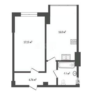 1-к квартира, вторичка, 40м2, 14/24 этаж