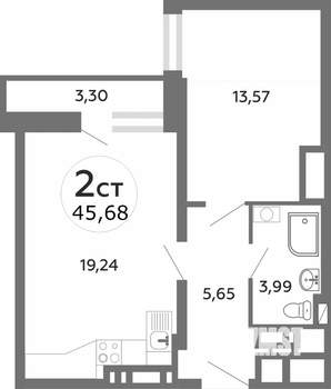 2-к квартира, вторичка, 45м2, 15/25 этаж