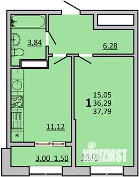 1-к квартира, вторичка, 38м2, 4/20 этаж