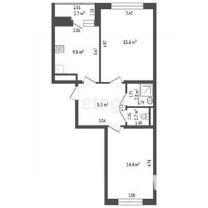 2-к квартира, вторичка, 57м2, 17/23 этаж