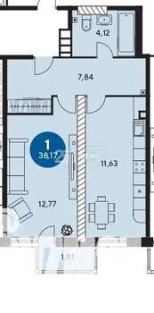 1-к квартира, сданный дом, 39м2, 15/25 этаж