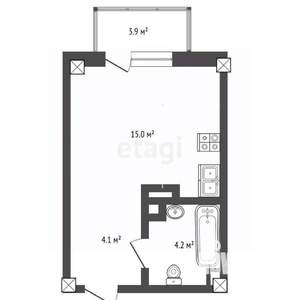 Студия квартира, вторичка, 27м2, 6/20 этаж