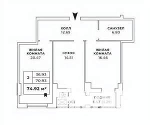 2-к квартира, сданный дом, 71м2, 11/24 этаж