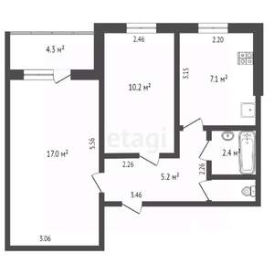 2-к квартира, вторичка, 44м2, 4/9 этаж