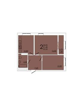 2-к квартира, вторичка, 53м2, 22/24 этаж