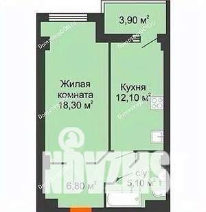 1-к квартира, вторичка, 46м2, 13/18 этаж