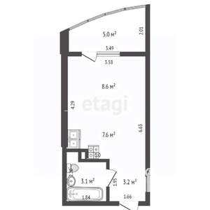 Студия квартира, вторичка, 33м2, 20/27 этаж