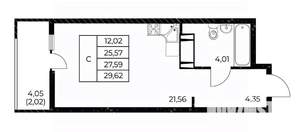 Студия квартира, строящийся дом, 30м2, 7/25 этаж