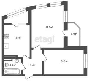 2-к квартира, вторичка, 59м2, 3/25 этаж