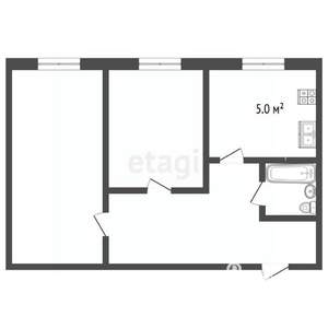 2-к квартира, вторичка, 40м2, 1/2 этаж