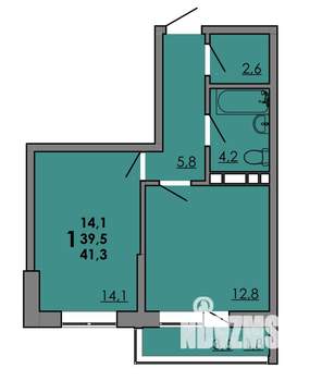 1-к квартира, вторичка, 41м2, 8/16 этаж