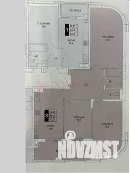 3-к квартира, сданный дом, 95м2, 3/17 этаж