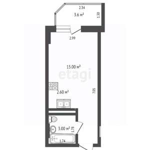 Студия квартира, вторичка, 24м2, 16/24 этаж