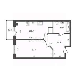 1-к квартира, вторичка, 45м2, 12/14 этаж