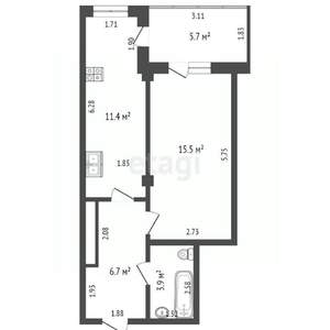 1-к квартира, вторичка, 44м2, 13/20 этаж