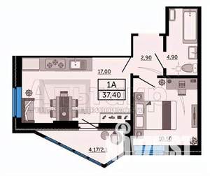 1-к квартира, вторичка, 37м2, 16/22 этаж